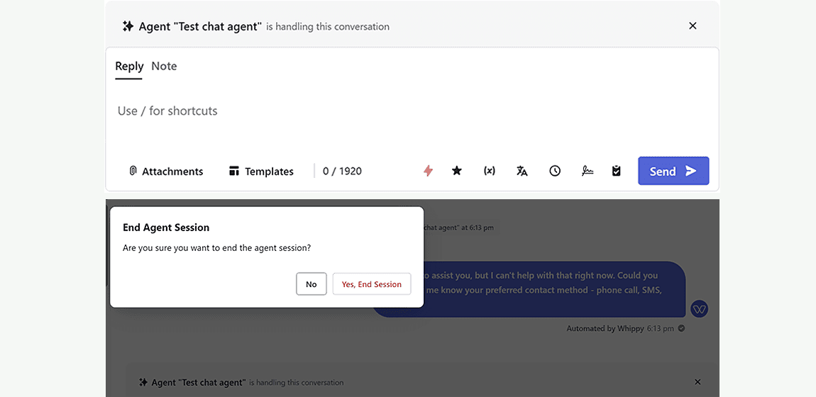 Manually End Chat Agents from Conversation UI - Image