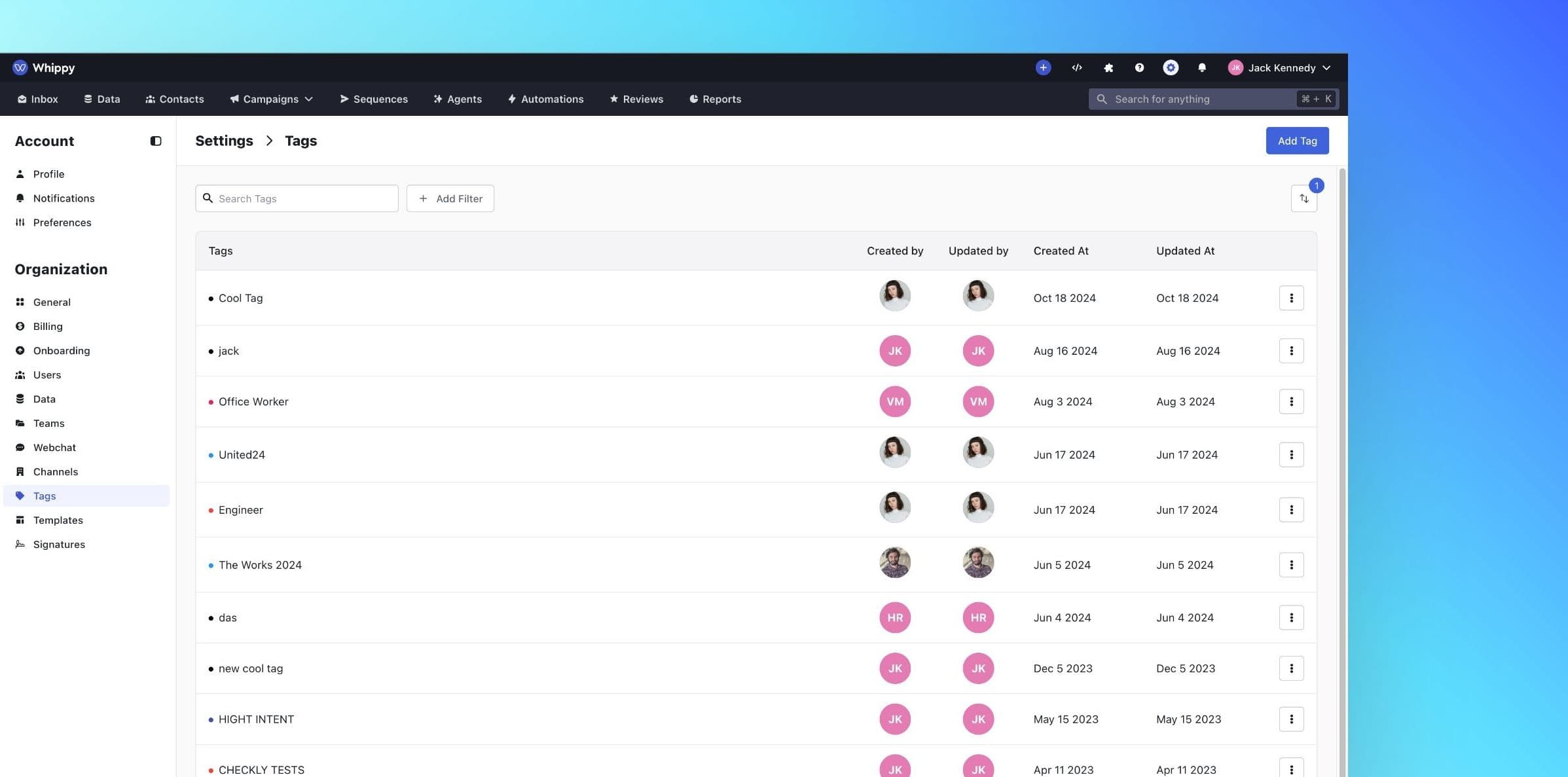 Tags settings resdesign
