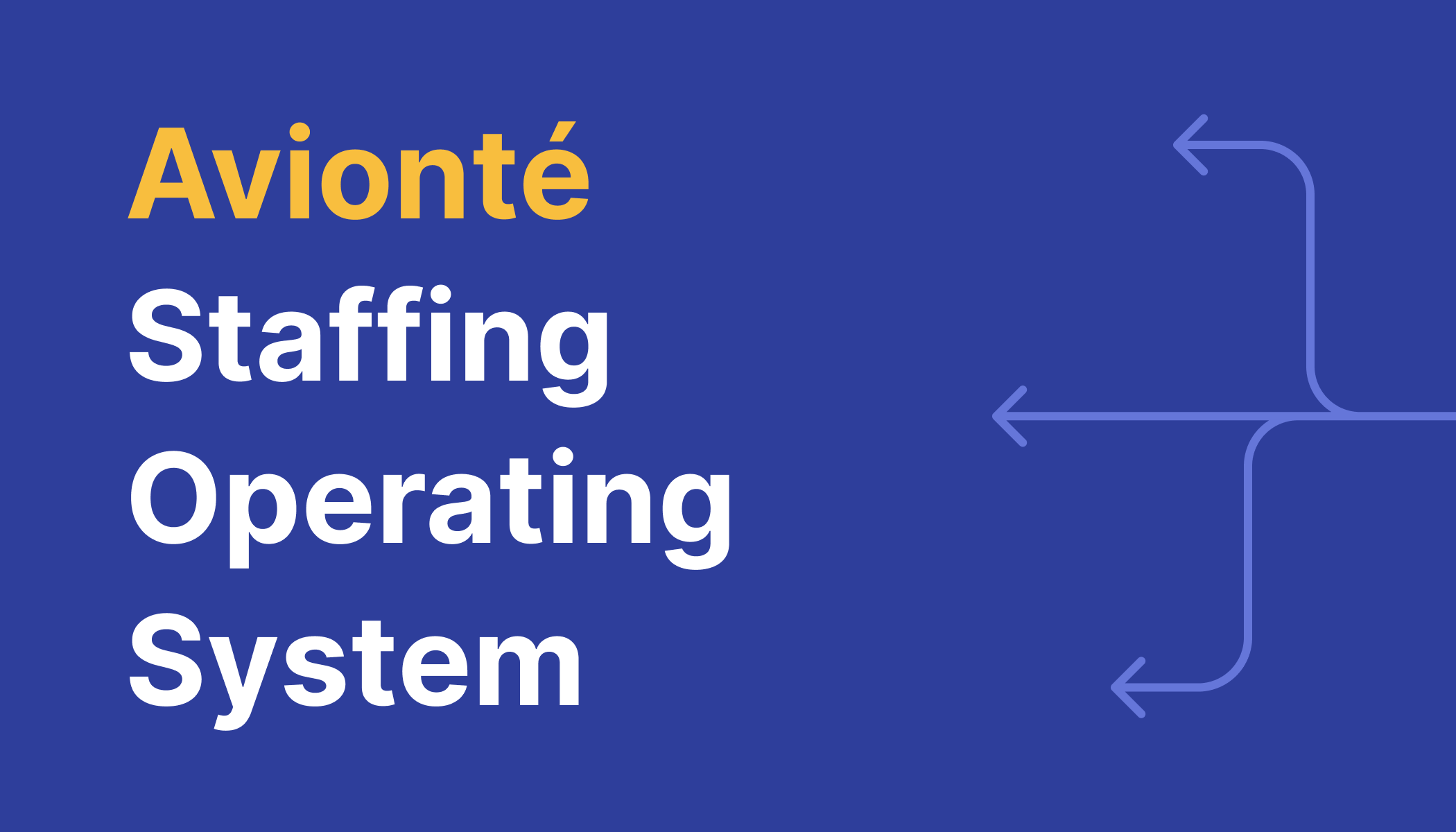 Illustration representing Avionté as the staffing operating system, with the Avionté logo, the title "Staffing Operating System," and three branching workflow arrows symbolizing connected recruiting, staffing, and workforce management processes