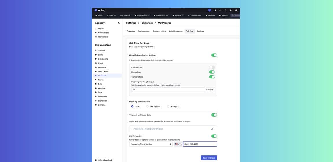 Call Forwarding for VoIP Channels in Call Flow