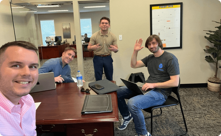 Whippy co-founder Jack Kennedy with Matt Tibbets of Express Employment Waxahachie, collaborating on streamlining job applicant communication