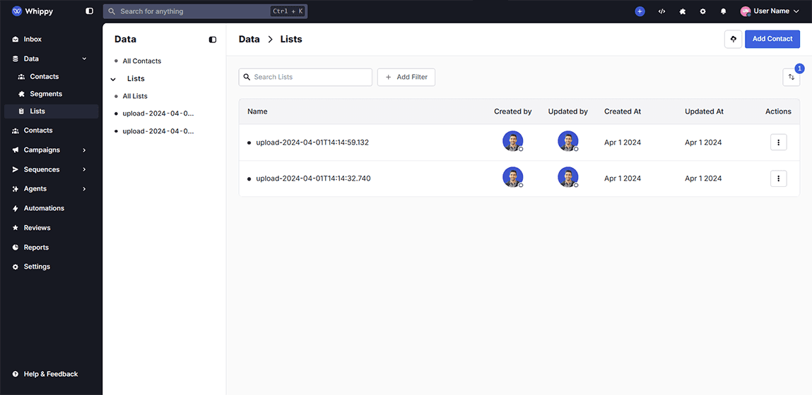 Segments table updates - Image