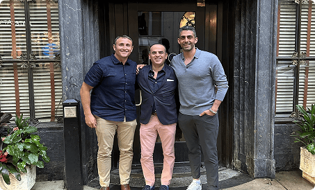 Lyneer Staffing leaders Aaron Joyce and Matt Robbin with Whippy co-founder David Daneshgar, highlighting their successful partnership to streamline staffing communications using Whippy’s messaging platform.