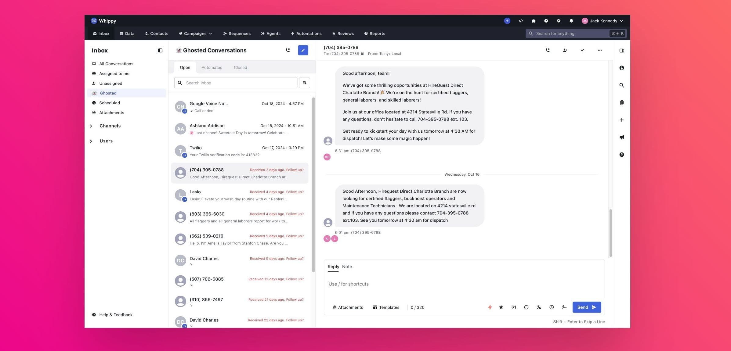 Ghosted conversations inbox filter