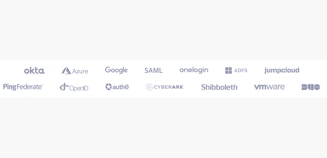 Enterprise SSO integrations supported by Whippy, including Okta, Azure, Google, SAML, OneLogin, ADFS, Auth0, and other identity providers