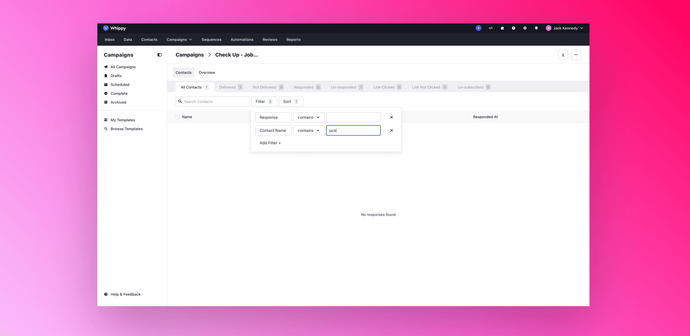 Campaign analytics filtering