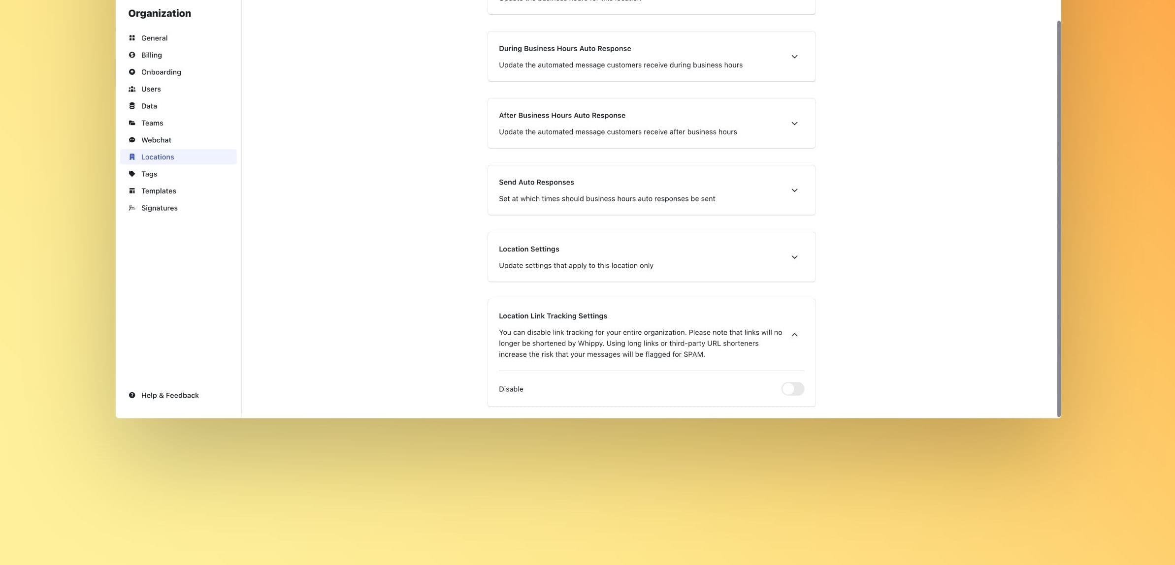 Link Tracking Settings Image