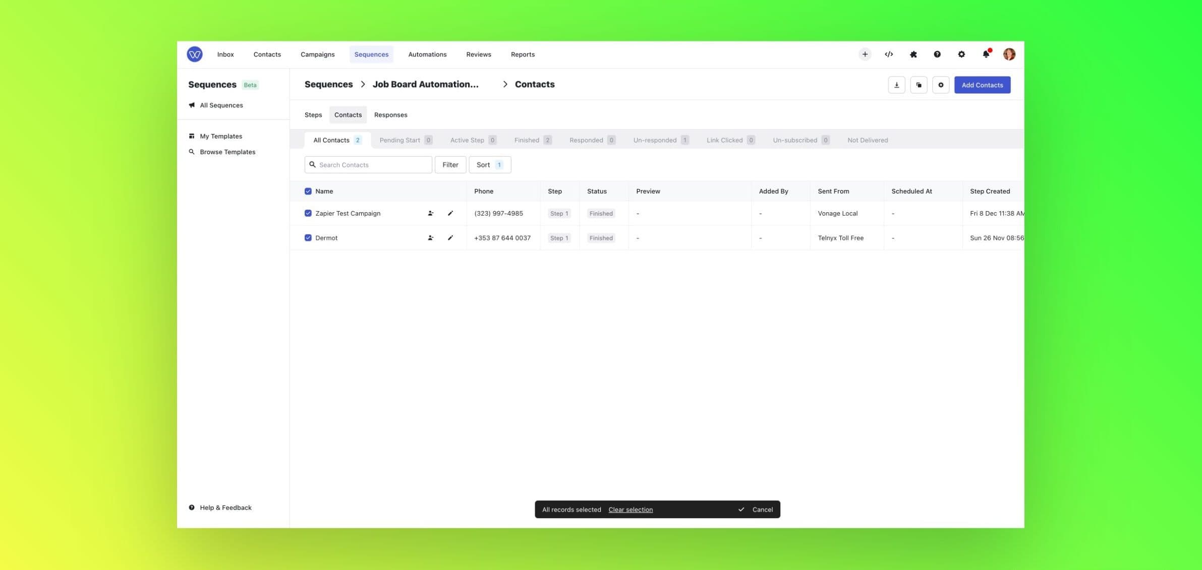 Sequence Bulk Actions Image