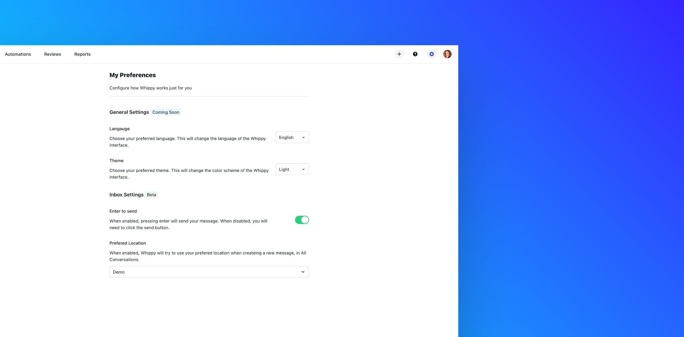 Custom User Preferences Image