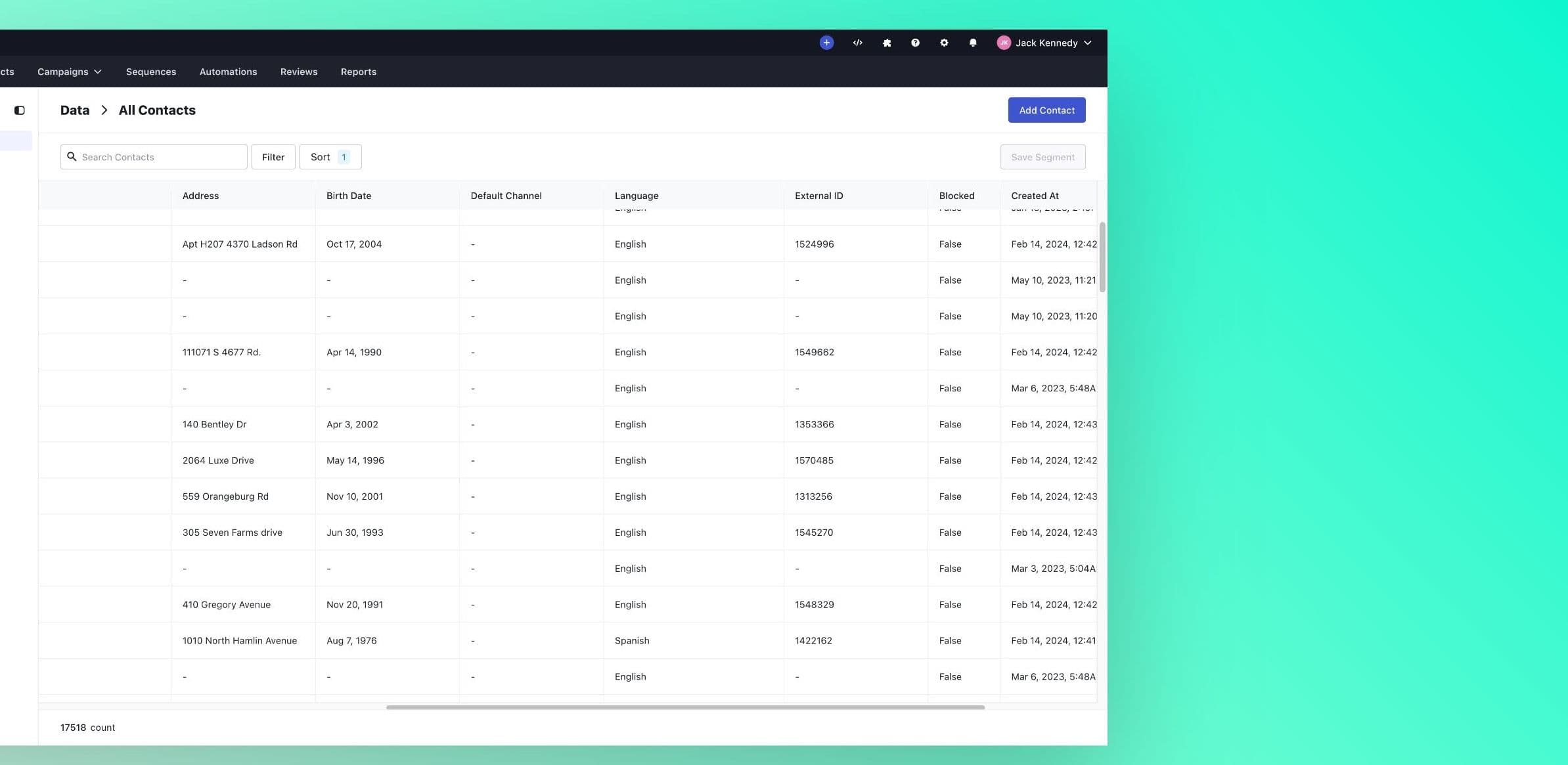 New contact data fields